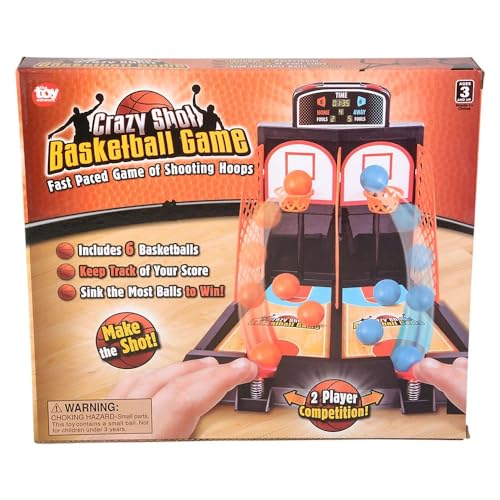 Zugar Land Desktop Mini Basketball Shooting Game for Two (9") Plastic. Tabletop Desk Games to Reduce Stress Fun Sport Hoop Set
