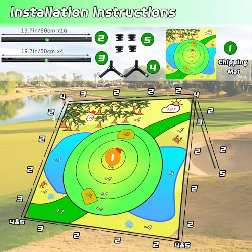Battle Golf Chipping Game, 80”x80” Large Chipping Mat,Play Outdoor Sticky Golf for Adults,Unique Multiplayer Indoor Outdoor Chipping Game,Friends Family Yard Target Game