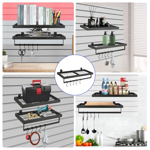 Slatwall Shelves, Slatwall Shelf, Slat Wall Accessories, Heavy Duty Storage Shelves, for Garage, Home,Retail Storage,110 lbs Load Capacity (2-Pack, Black)