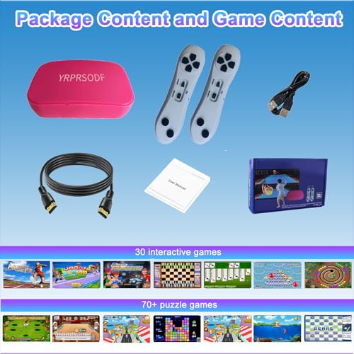 YRPRSODF TV Game Console Built in 100+ Games, Handheld Video Game Machine with 2.4G Wireless Gamepad Somatosensory Control, HD Plug and Play, Home Interactive& Puzzle Games, Red - size: Red