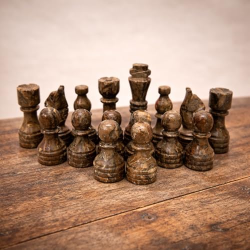 Handcrafted Premium Marble Chess Pieces Set Elegant 32-Piece Replacement for 12-15 Inch Chess Boards with Storage Box (Grey and White) - color: Grey and White