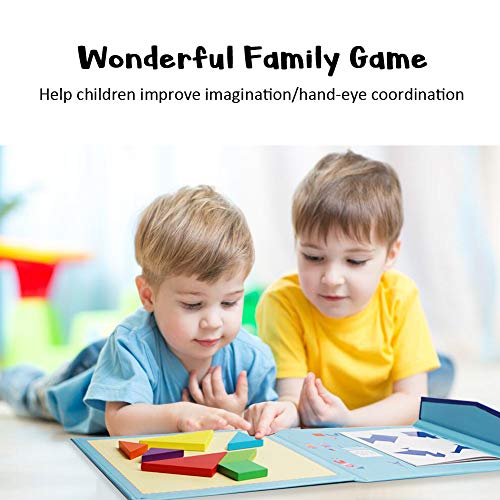 Beestech Wooden Tangram Puzzle Book, Travel Games for Kids in Car, Plane or Take Out for Restaurant, Educational Learning Puzzles Toys, On The Go Toys for Kids, Boys, Girls 3,4,5,6,7,8 Years Old