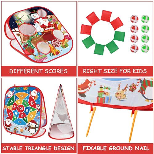 Christmas Bean Bag Toss Games for Kids Adults, Christmas Party Games for Families Outdoor Indoor Holiday Dart Board for Kids Carnival Games Toys Christ mas Party Favors Gifts for Boys Girls Yard Games