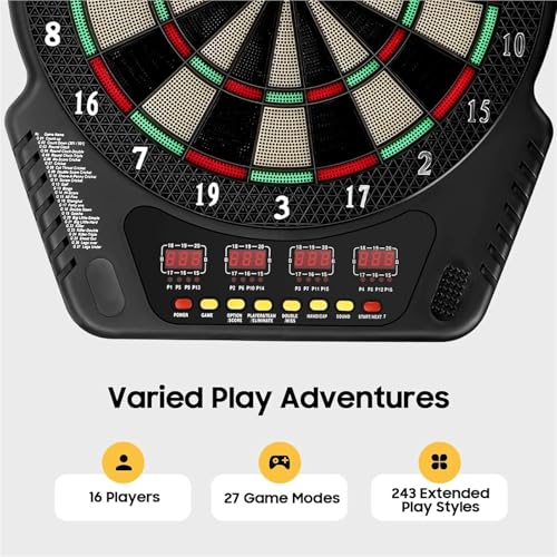 Electronic Soft Tip Dart Board Set with Colorful Led Digital Electric Dartboard Includes 6 Darts Power Adapter for Adults, Home & Bar