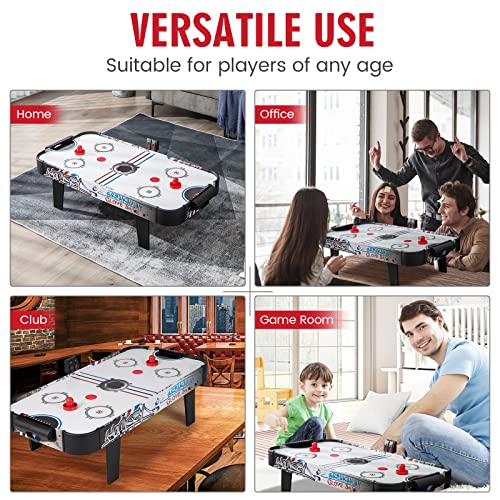 Giantex 42" Air Hockey Table - Small Air Hockey Table Top w/ 2 Pucks, 2 Strikers, LED Electronic Scoring, Powerful 12V Motor, Portable Mini Air Hockey Arcade Table Game for Kids & Adults, Game Room