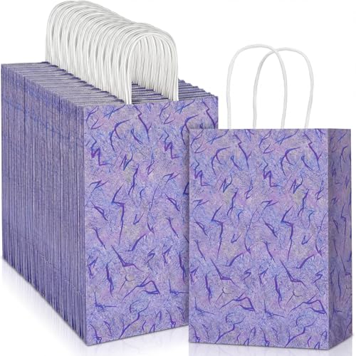 Kolldenn 48 Pcs Kpop Theme Goodie Bags Purple Lightning Crack Print Party Favors Gift Paper Bags with Handles Candy Treat Pouch for Anime Korean Kpop Birthday Party Decorations Supplies - style: Kpop