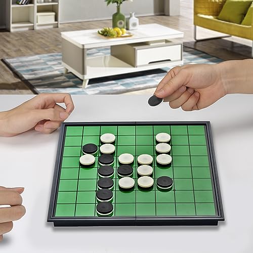 Magnetic Reversi Board Game Set 9.76" with Folding Board Classic Travel Games for Kids and Adults