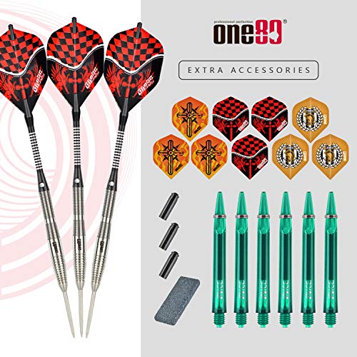 ONE80 90% VHD Steel Tip Tungsten Dart, Professional Barrel Style with Extra Flights, Shafts and Sharpener Gift Box Packaging - style: C-23g