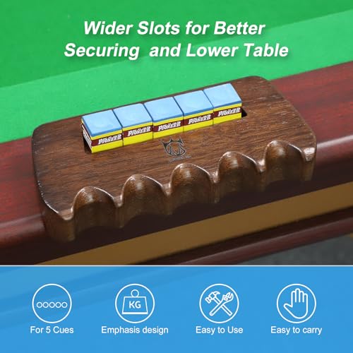 CROWN ME Weighted wooden 5-Cue pool cue stick holder, billiard cue stick holder, chalk holder - style: 5 Holes