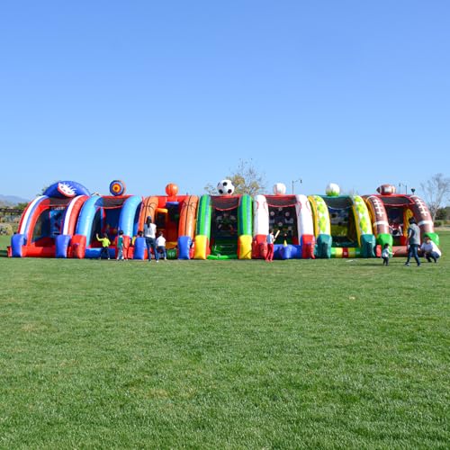 JumpOrange Inflatable Basketball Target Shootout Game with Blower - 100% Commercial Grade PVC Vinyl, 3-Hoop Multi-Player Carnival Game for All Ages, Portable Indoor/Outdoor Fun for Home & Rental Use - style: Basketball