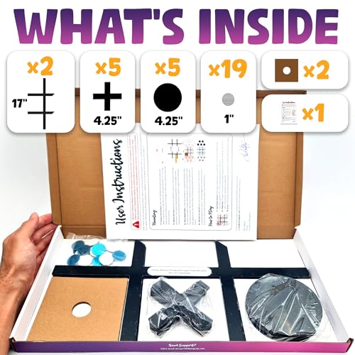 HMmagnets Powerful & Large Magnetic Tic Tac Toe Wall-Mount Game (New Version) - Strong Adhesive for Easy Mounting (Simple Installation) - Will Not Fall - Tic Tac Toe Wall Decor Game