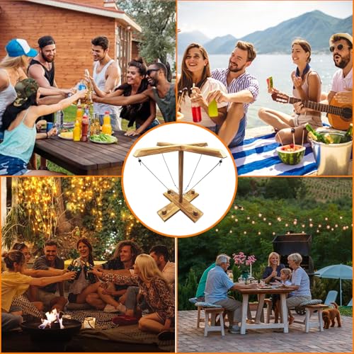 Hook and Ring Game, Large Ring Toss Game for Adults, Tabletop Games, Wooden Interactive Game for Family, Party,Bar - style: The pieces are below