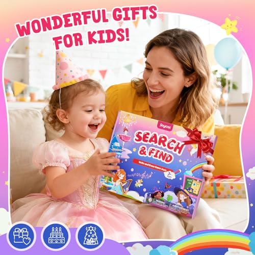 JoyCat Search and Find Activity Books, Educational Toy for Girls Ages 3-5, Preschool Learning Activities for Toddlers & Kids, Road Trip Travel Toys for Car & Airplane, Gifts for 3 4 5 6 Year Olds - style: Girl Themes