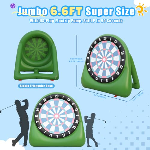 AONESY Inflatable Giant Kick Dart Games Soccer Golf Kick Dartboard Outdoor Backyard Lawn Large Carnival Games 6ft Big for Kids Adults Family Dartboards with Balls & Air Pump
