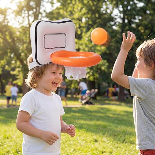 Civaner Inflatable Basketball Hoop Hat Game Head-Mounted Toss for Kids Adults Basketball Themed Carnivals Birthdays Party Supplies Outdoor Activities
