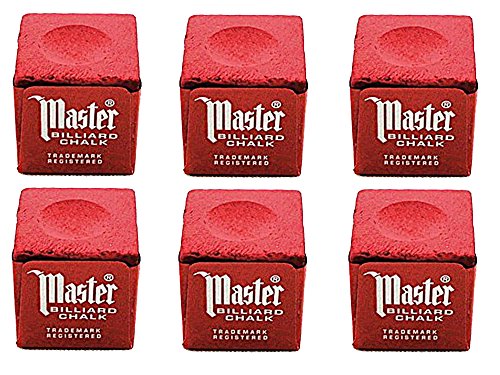 Master Set of 6 Red Billiard Pool Cue Chalk