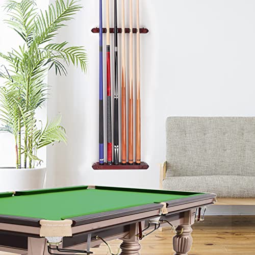 GSE Games & Sports Expert 2-Piece 6/8/12 Billiard Pool Cue Rack Wall Mounted Holders, Billiard Cue Sticks Wall Rack Set - style: 6 Cue - Mahogany