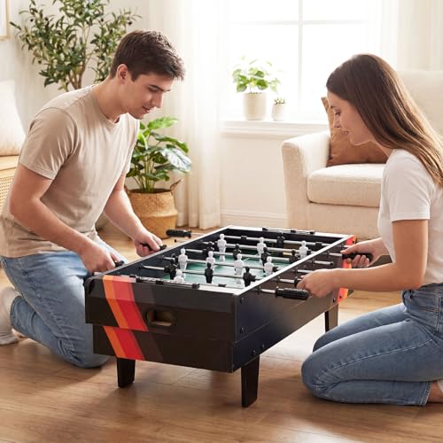 Goplus 4 in 1 Multi Game Table, Combination Game Table Set with Pool Billiards, Air Hockey, Foosball, Table Tennis, Stackable Combo Tabletops for Home, Play Room, Party Family Night - color: Black