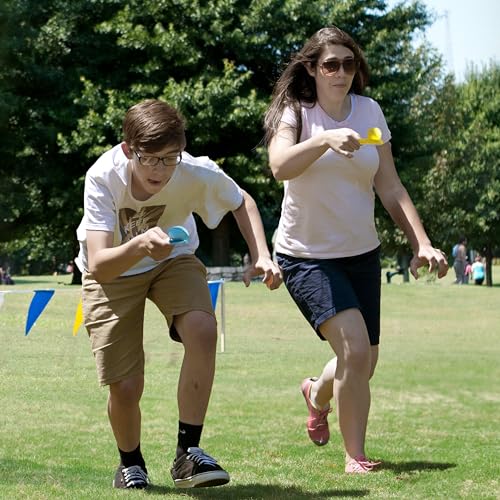 JOYIN 6 Pack Potato Sack and 24 PCS Easter Egg and Spoon Race Game Set, Multiple Players Carnival Game for Kids & Family Holiday Activity, Outdoor Picnic Party Yard Easter Games