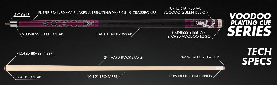 Voodoo Billiards Pool Cue Stick - RIP - Voodoo Queen - size: 18oz