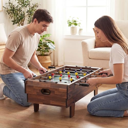 Goplus 4 in 1 Multi Game Table, Combination Game Table Set with Pool Billiards, Air Hockey, Foosball, Table Tennis, Stackable Combo Tabletops for Home, Play Room, Party Family Night - color: Dark Brown
