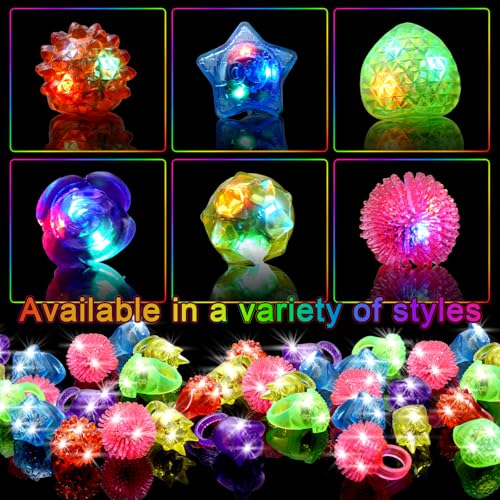 OLUPP Light Up Rings, Glow In The Dark Party Supplies, 6 Style Flashing Glow In The Dark Rings - style: 150 Pack