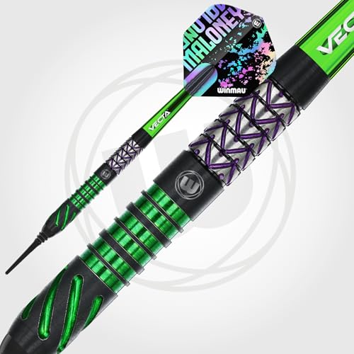 Winmau Darts - Michael Van Gerwen | Mike Maloney | Leonard Gates - Professional Players - Soft Tip Darts - Includes Dart Flights and Shafts - size: 18G - Soft Tip