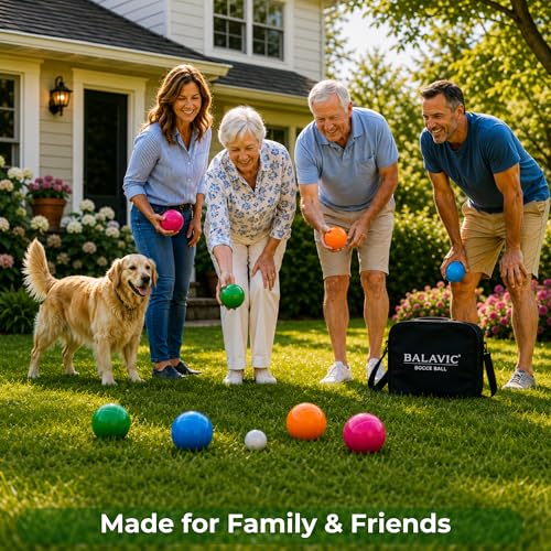 Bocce Ball Set - 100mm Resin, Pallino, Carry Bag & Measuring Tape | Bright Pink, Orange, Green & Blue Balls, Backyard, Lawn & Beach Play, Family Fun for 2-8, Great Gift