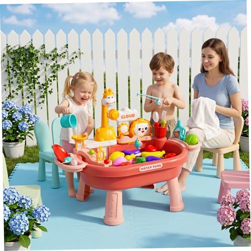 Toy Sink with Running Water, Toddler Water Table Play Sink with Detachable Legs, 180° Rotating Faucet & Multi-Play Modes. - color: Style 1