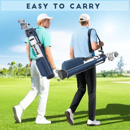 Findway Golf Stand Bag, Upgraded Par 3 Golf Bag Pitch n Putt Small Golf Bag with Ball Holder and Cooler Bag, Lightweight Golf Carry Bag for Men Women - color: Blue