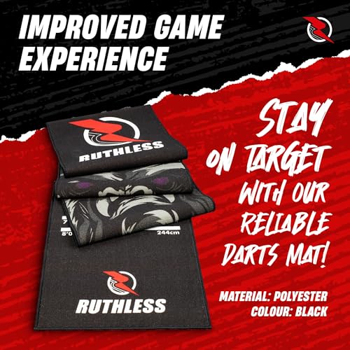 RUTHLESS Darts Mat | Heavy Duty Non Slip Durable Carpet Dart Mat for Floor Black - style: Gorilla
