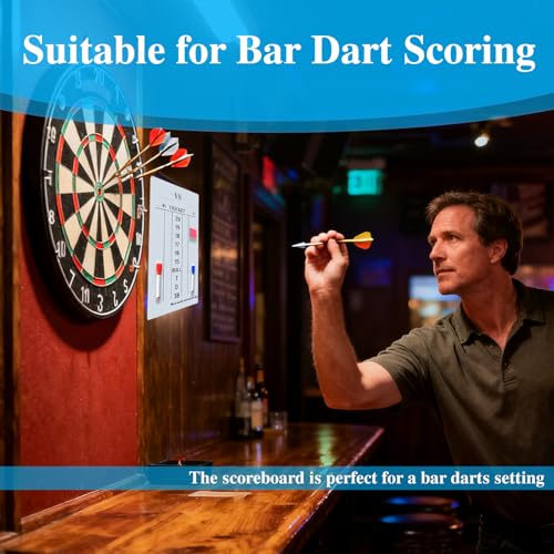 Soft & Rollable Dart Scoreboard with Dry Erase Markers and Eraser - Easy to Install and Clean - Waterproof Surface for Cricket and '01 Games - size: Small