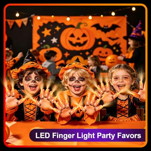 100pcs Finger Lights, Glow in the Dark Orange Flashlights Party Supplies, Halloween Party Favors for Kids, Goodie Bag Stuffers Classroom Prizes Carnival Birthday Concert Accessories - style: Orange-100