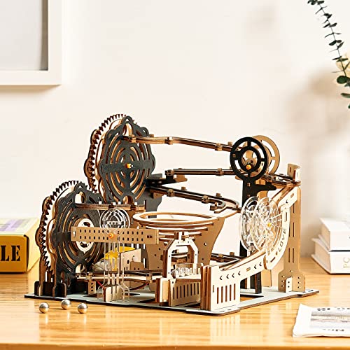 3D Wooden Puzzles Marble Run Set - Mechanical Model Kits with Motor, Brainteaser and Puzzle for Christmas/Birthday,Gifts for Adults and Teens to Build Combination - style: Marble