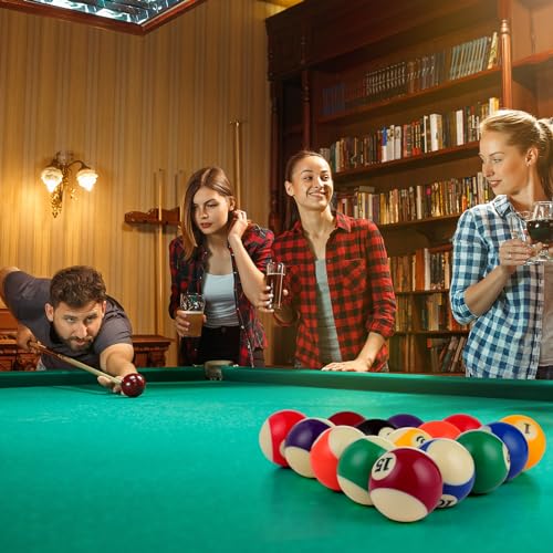 31 Pcs Pool Table Balls Billiard Accessory Kit with 16 Table Balls 1 Triangle Billiard Rack 1 Diamond Holder 12 Rack Cue Chalks 1 Brush for Friend Travel Office Desk Games Bartop - color: Claret