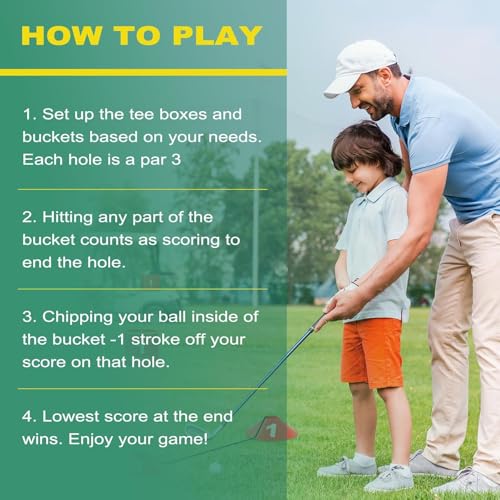 Golf Yard Bucket Games, 6 Holes Bucket Backyard Golf Game Set with LED Light and Flags for Adults & Kids Indoor Outdoor, Golf Practice Gift for Backyard, Park, Beach and Lawn - size: 6 Buckets