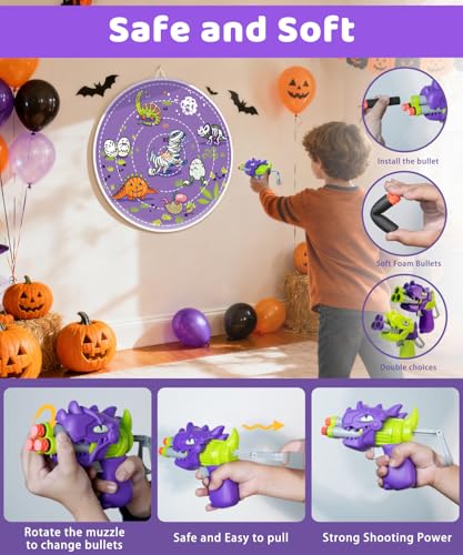 2 in 1 29" Large LED Dart Board for Kids, Kids Dart Board with LED Sticky Balls for Boy Toys, Indoor & Outdoor Sport Fun Party Kids Toys Games,Birthday Gifts for 4-12 Year Old Boys&Girls - style: Dinosaur