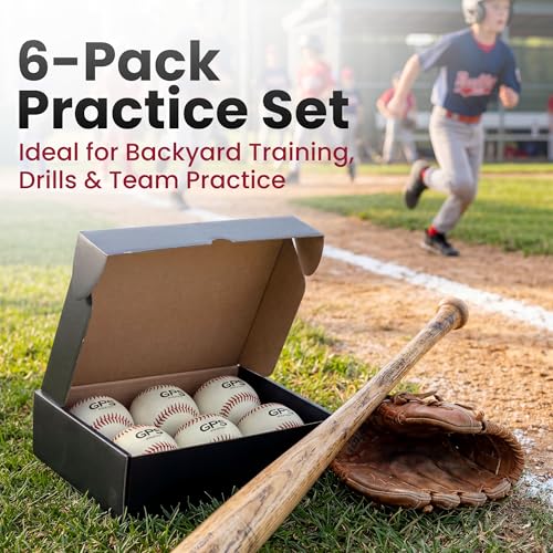 GPS Athletics Soft Practice Baseballs for Kids – Low Impact Safety Training Baseballs for Youth Baseball Practice & Indoor Training, Durable Soft Baseballs with Raised Seams, 6 Pack