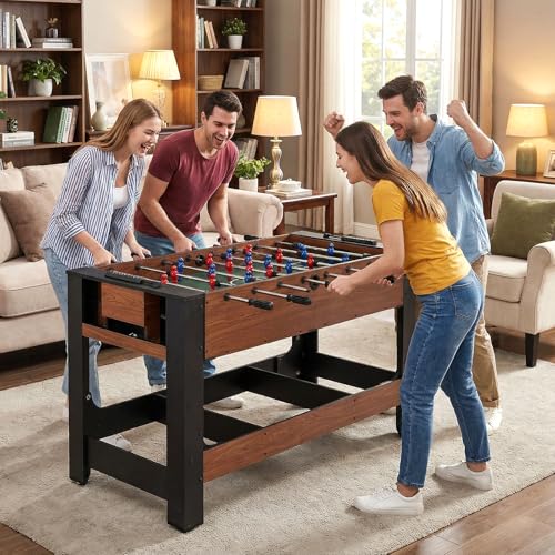 Goplus 2-in-1 Swivel Game Table, 54'' Full Size Foosball & Pool Combo Table for Adults, Indoor Outdoor Combination Arcade Table for Home Game Room Party