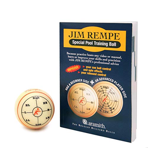 Aramith Jim Rempe Training Cue Ball 2-1/4" Regulation Size Billiard Pool Ball with Instruction Manual Learn to Play Better