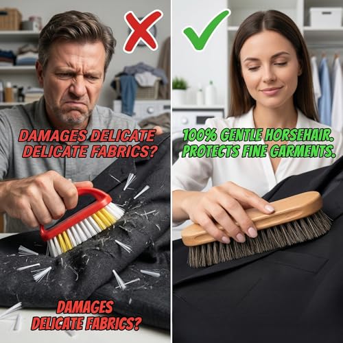Soft Horsehair Surface Care Tool - Professional Billiard Table Cleaner with U-Shaped Dense Bristles - Ergonomic Wood Handle for Luxury Furniture, Auto Leather, Carpet and Garment Dusting (12 INCH)