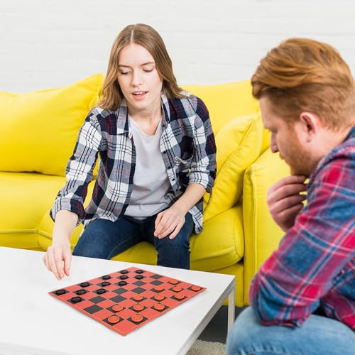 Checkers Replacement Pieces – Set of 24 Interlocking Red & Black Game Pieces – Durable Plastic Stackable Checkers for Replacement or DIY Boards – Includes 12 Red & 12 Black - style: Checkers