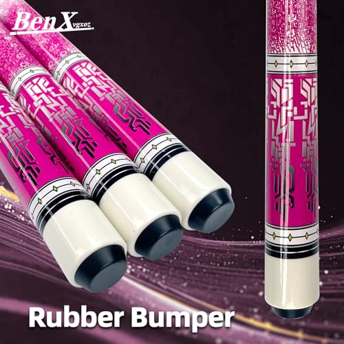 57 Inch Pool Cue Stick - 13mm Fiber Ferrule Tip, Maple Birch Wood Billiard Cue with Chalk & Glove | Explosion-Proof Joint for Home, Bar, Billiard Hall - style: Maple Birch Wood Billiard Cue-Pink