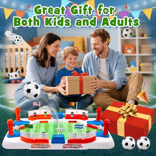 Soccer Board Game for Kids: Mini Foosball Table Game with Figures- Interactive Soccer Gifts Toys for 3 4 5 6 7 8-12 Year Old Boys Indoor Family Party,Perfect Christmas Birthday Gifts for Kids Age 4-10