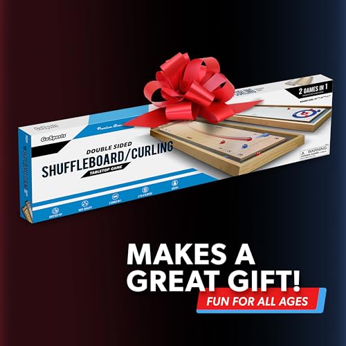 GoSports Shuffleboard and Curling 2 in 1 Tabletop Board Game