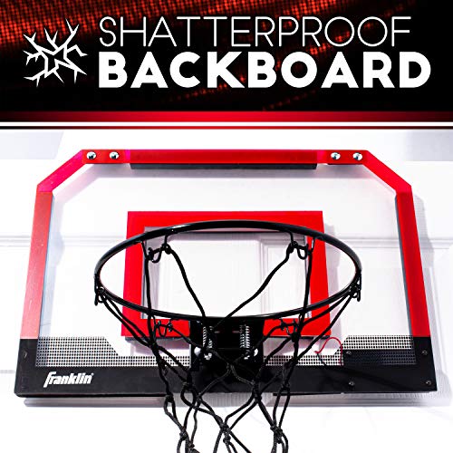 Franklin Sports Over The Door Indoor LED Basketball Hoops-Steel Rim Mini Basket-Includes Ball and Pump-Light Up Backboard - style: Red Light Up