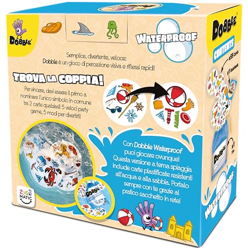 Asmodee Dobble: Waterproof, Card Game for the Whole Family, Italian Edition, 8247, Single