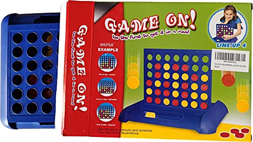 4 IN A ROW Board Games Foldable Line up 4 Toys Children's Educational for Kids Blue SHUYUE