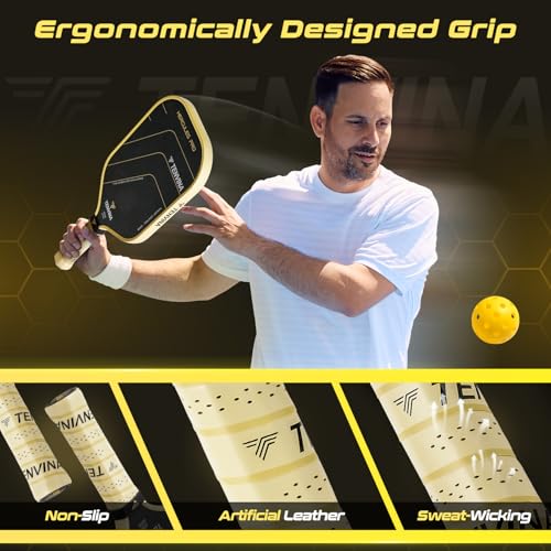 TENVINA Pickleball Paddles, Thermoformed T700SC Carbon Fiber Pickleball Paddle, Pickle Ball Paddle USAPA Approved with Dominant Power and Larger Sweet Spot - color: 2-Pack of PRO-Carbon-Elongated-16MM
