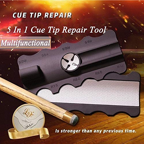 5 in 1 Snooker Pool Cue Repair Kit - Multifunctional Cue Tip Shaper Repair Tools, Shaper/Scuffer/Aerator